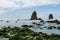 Haystack Rock wildlife refuge tidal pools, Cannon Beach, Pacific Coast, Oregon, USA