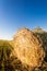 Haystack in wheat field