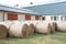 Haystacks for livestock feed for horses outdoors