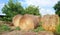 Haystacks near the yard outside