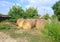 Haystacks near the yard outside