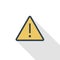 Hazard, warning, attention thin line flat color icon. Linear vector symbol. Colorful long shadow design.