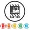 Hazard warning forklift icon. Set icons in color circle buttons