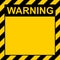 Hazard warning industrial plate, yellow black stripes warning template