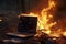 Hazardous Burning laptop table. Generate Ai