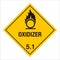 Hazardous HAZMAT Material Label IATA Transportation Subclass 5.1: Oxidizing agent