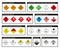 Hazardous materials vector signs. Warning signs with signatures