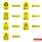 Hazardous waste recycling signs icon set of color types. Isolated vector sign symbols. Icon pack