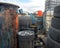 Hazardous waste in yard of chemical waste processing and disposal works