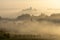 Haze over the vineyards near Gamlitz looking to Ehrenhausen with old fruit trees in the front