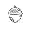 Hazelnut. Autumn harvest of wood. Natural food and a snack in a shell. Acorn. Drawn forest object. Sketck logo