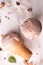 Hazelnut icecream on wafle cone