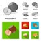 Hazelnut, pistachios, walnut, almonds.Different kinds of nuts set collection icons in monochrome,flat style vector