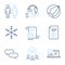 Hazelnut, Restroom and Online help icons set. Dots message, Technical info and Snowflake signs. Vector