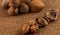 Hazelnuts composition on cork plate