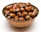 Hazelnuts in a copper bowl