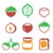Hazelnuts, nuts - food vector icons set