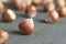 Hazelnuts wooden backdrop. heap or stack of hazelnuts. Hazelnut background, healty food