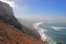 Hazy, rough and rocky coast of spanish volcanic island lanzarote