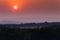 Hazy sunset over the Appalachian Mountains from Little Round Top, in Gettysburg, Pennsylvania