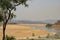 Hazy view over the luangwa river near luangwa bridge in zambia africa