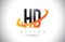 HD H D Letter Logo with Fire Flames Design and Orange Swoosh.