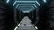 HD video of abstract sci-fi interior view of spaceship, tunnel, or corridor. The interior design of the dramatic underground scene