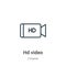 Hd video outline vector icon. Thin line black hd video icon, flat vector simple element illustration from editable cinema concept
