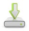 HDD drive and arrow. Upload data icon 3D