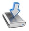 HDD drive and arrow. Upload data icon 3D