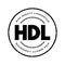 HDL High-Density Lipoprotein - one of the five major groups of lipoproteins, acronym text stamp concept background