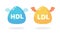 HDL and LDL cholesterol cartoon. Good fat and bad fat accumulated in the body