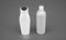 HDPE blue background. Refillable shampoo and conditioner bottles. Plastic cosmetic packaging bottles