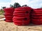 HDPE corrugated pipe with double-wall strength at the construction site.