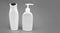 HDPE liquid containers with flip cap and pump dispenser for cosmetic products, bottles