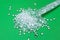 HDPE. Transparent Polyethylene granules.Plastic pellets. Plastic