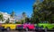 HDR - Beautiful american convertible vintage cars parked in series in Havana Cuba before the gran teatro - Serie Cuba Reportage