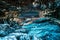 HDR of a cave leading to sea with ice look alike rocks and stalactite