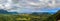 HDR panorama over green mountains of Nu`uanu Pali Lookout in Oah