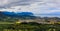 HDR panorama over green mountains of Nu`uanu Pali Lookout in Oah