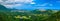 HDR panorama over green mountains of Nu`uanu Pali Lookout in Oah