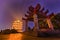 HDR shot of bell tower against the illuminated Yellow Crane Tower