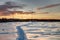 HDR shot of winter dusk in Swedish Lapland, with breakable crust on the snow