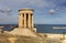 HDR View on the bell tower of Siege Bell Memorial in Valletta, Malta