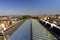 HDR View from the top of the Vitkov Memorial on the Prague landscape on a sunny day