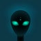 Head of Alien with big green eyes. Sci-fi or paranormal creature. Vector illustation