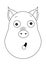 Head of amazed pig in outline style. Kawaii animal.