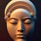 The head of an ancient antique sculpture from stones. Expressive classical sculpture.Ancient goddess.