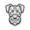 Head of Angry Jagdterrier Hunting Terrier or German Hunt Terrier Mascot Black and White