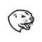 Head of Angry North American River Otter or the Northern River Otter Mascot Retro Black and White